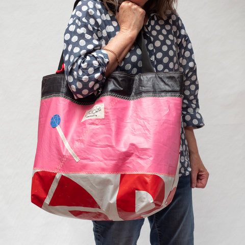 Sail Bag Tote (Pink & Red)