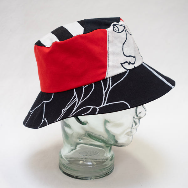 Reversible Bucket Hat - M - Red, Black & White