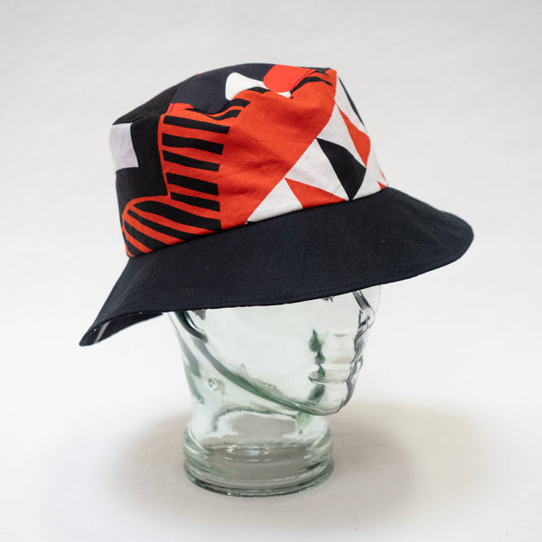 Reversible Bucket Hat - M - Red, Black & White