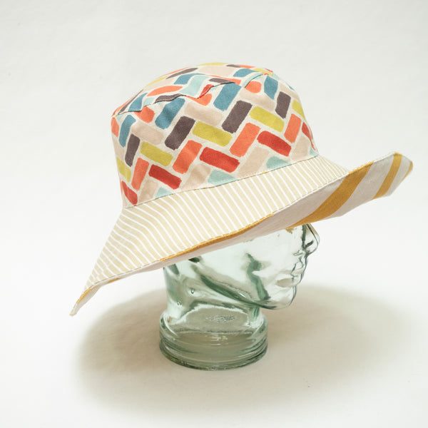 Reversible Sun Hat - M - Limoncello Stripes